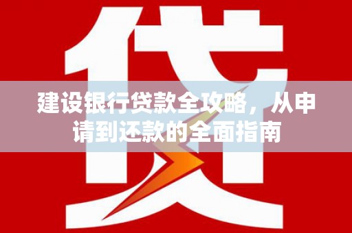 拉萨建设银行贷款全攻略，从申请到还款的全面指南