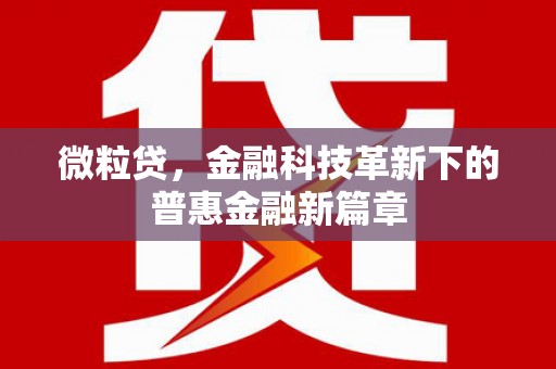 拉萨微粒贷，金融科技革新下的普惠金融新篇章