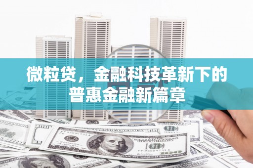 拉萨微粒贷，金融科技革新下的普惠金融新篇章
