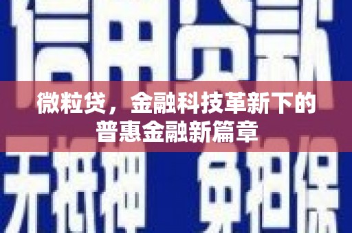 拉萨微粒贷，金融科技革新下的普惠金融新篇章