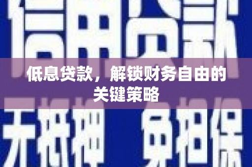拉萨低息贷款，解锁财务自由的关键策略