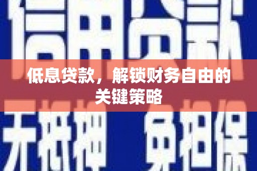 拉萨低息贷款，解锁财务自由的关键策略